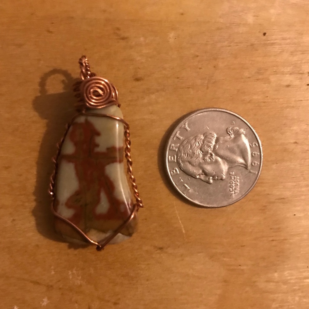 Handmade Picture Jasper Copper Wrapped Bohemian Artisan Pendant - Picture 5 of 10